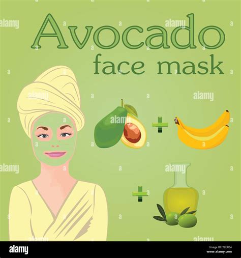 Diy Avocado Banana Olive Oil Face Mask For Dry Skin Vector Illustration Stock Vector Image