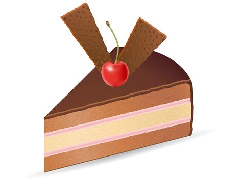 Piece Of Chocolate Cake With Cherries Vector Illustration 488746 Vector
