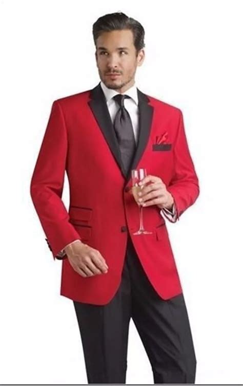 Handsome Groom Suits Red Wedding Suits For Men Two Pieces Men Suit