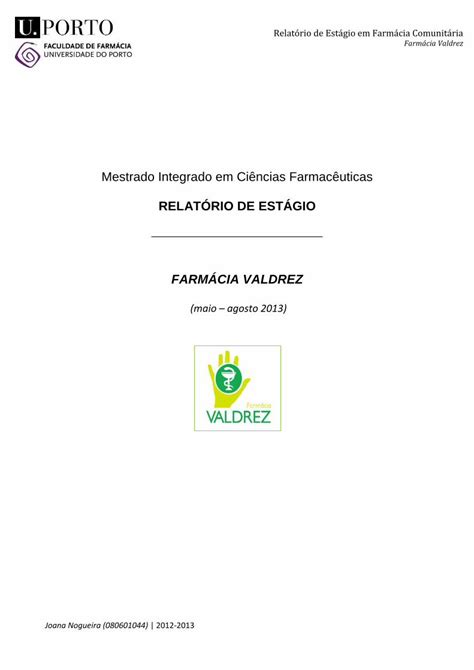 PDF Mestrado Integrado em Ciências Farmacêuticas Segundo o manual