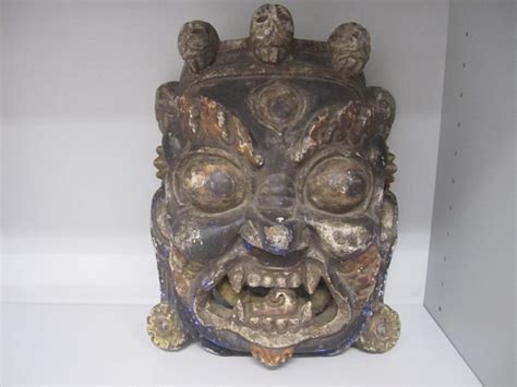 Large Polychrome Wood Mask Of Mahakala Tibet Late Th Catawiki