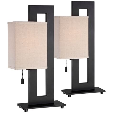 360 Lighting Modern Accent Table Lamps Set Of 2 Espresso Bronze Metal