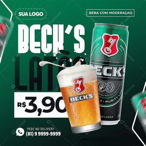 Post Feed Distribuidora Cerveja Becks Latão Social Media PSD Editável download Designi Bar