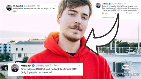 Finger on the app 2: MrBeast Offering People Money to get out in the Finger On ...