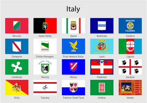 Flags Of The States Of Italy All Italian Regions Flag Collectio 21849493 Vector Art At Vecteezy