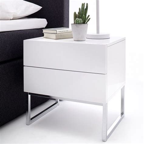 With a pure white high gloss finish and led lighting, this selena chest of drawers will create a beautiful glow for bedroom ambiance. Strada Bedside Cabinet In White High Gloss With 2 Drawers ...