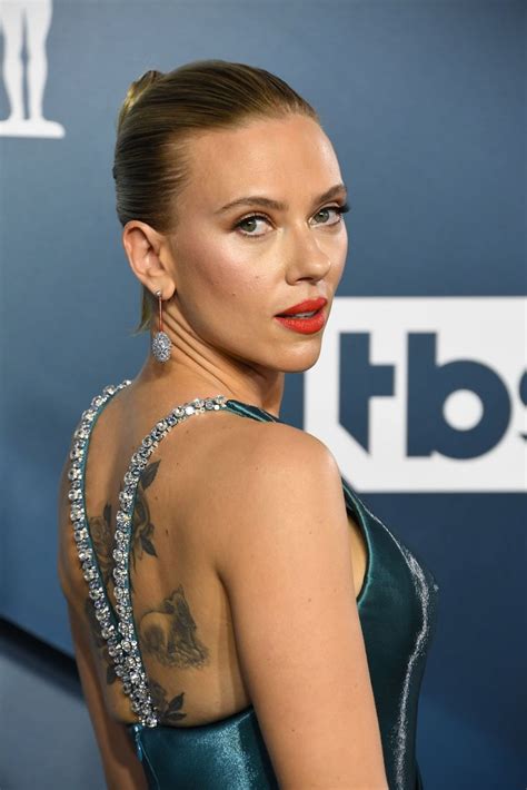 Scarlett Johansson Bares Impressive Back Tattoo In Backless Gown At The 2020 Screen Actors Guild