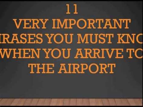 Common Phrases You Must Know At The Airport Youtube