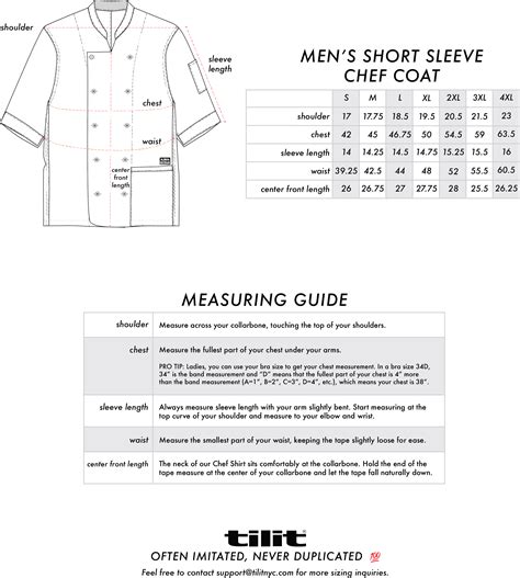 Chef Works Sizing Chart