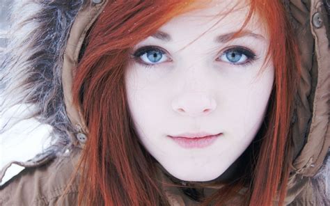 Wallpaper Face Women Outdoors Redhead Model Portrait Long Hair Blue Eyes Looking At