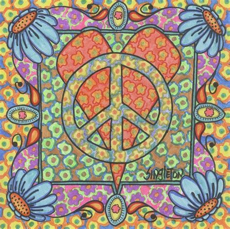 Peace Love And Poppies Singleton Hippie Art The Print