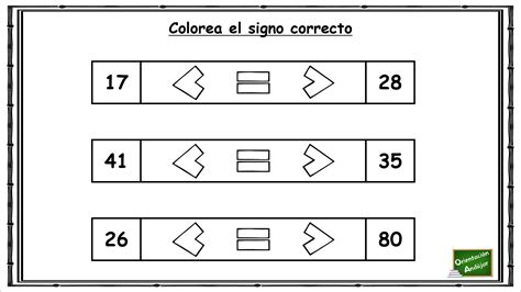 ¿mayor Menor O Igual Colorea El Signo Correcto Orientacion Andujar