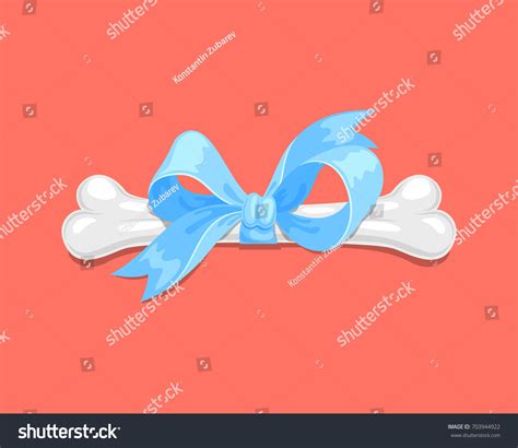 Dog Bone Ribbon Bow Cartoon Style Stock Vector Royalty Free 703944922