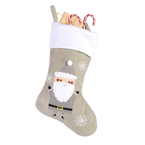 Personalised Grey Santa Christmas Stocking By Dibor