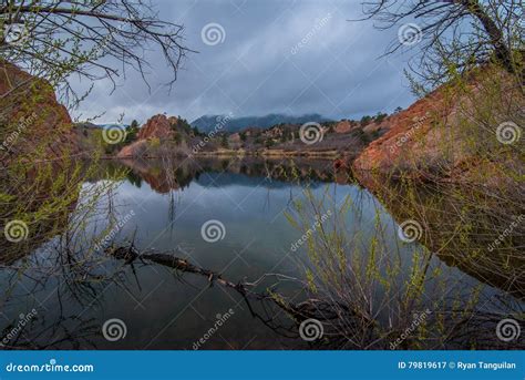 Red Rock Lake Stock Image Image Of Natural Calm Colorful 79819617