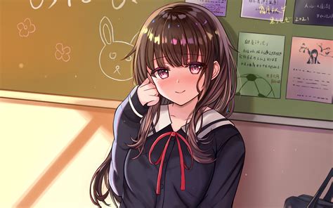 Download Wallpaper 2560x1600 Girl Schoolgirl School Smile Anime Widescreen 1610 Hd Background