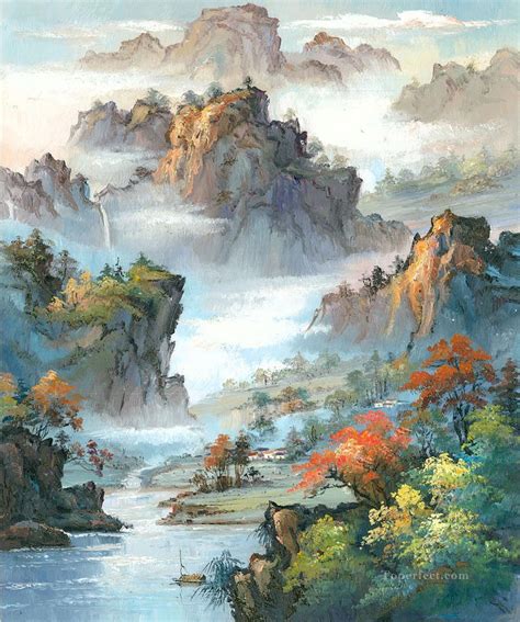 Chinese Landscape Shanshui Mountains Waterfall 0 955 Painting In Oil