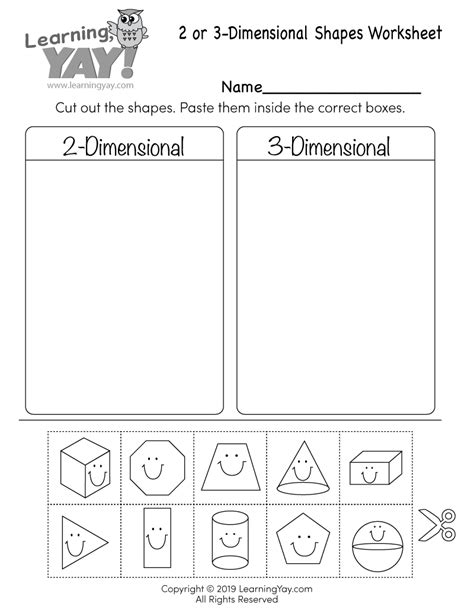 3 Dimensional Shapes Worksheet For 1st Grade Free Printable