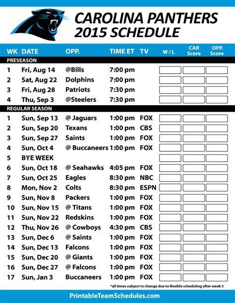 Carolina Panthers Schedule 2022 Printable Customize And Print