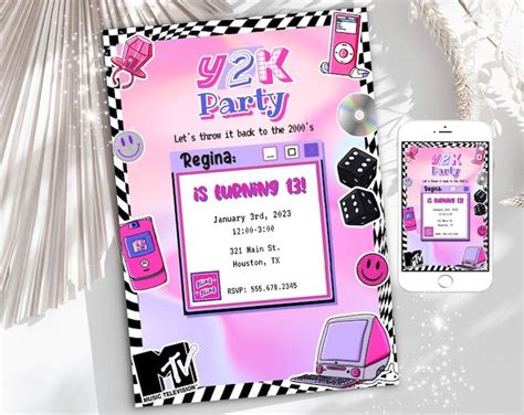 Digital Y2k Party Invitation Y2k Birthday 2000s Themed Birthday