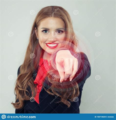 Finger Of Happy Woman Pushing A Button Stock Image Image Of Sale Sell 150710629