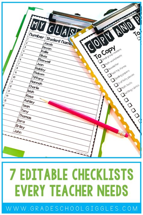 Pin39b Do You Have These 7 Checklists Every Teacher Needs5 Grade