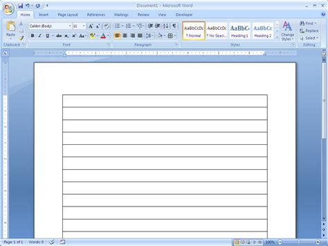 Double click outside of the top margin of your paper to get back to the text area of your document. How to Make Lined Paper in Word 2007: 4 Steps (with Pictures)