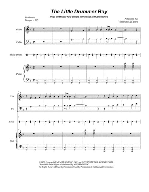 Enjoy an unrivalled sheet music experience for ipad—sheet music viewer, score library and music store all in one app. Download The Little Drummer Boy (Duet For Violin And Cello) Sheet Music By Katherine K. Davis ...