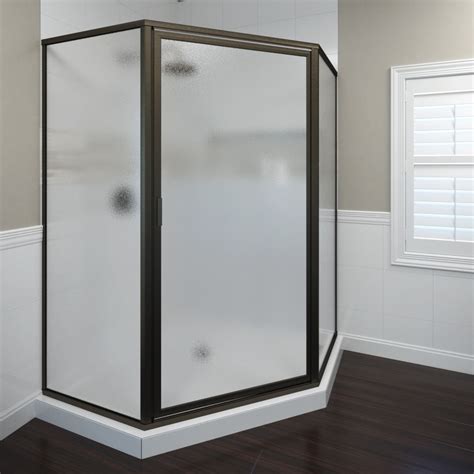 deluxe framed 3 16 inch glass neo angle swing… basco shower doors