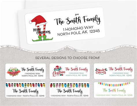 Christmas Personalized Return Address Labels Holiday Custom Return