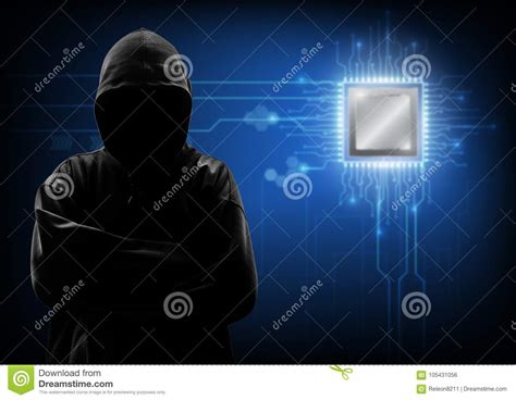 Hooded Computer Hacker With Laptop Icon Royalty Free Stock Image