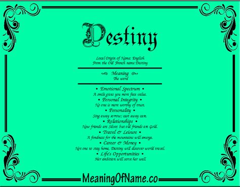 Destiny Meaning Of Name