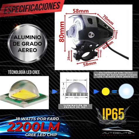 Faros Lupa Led Cree Moto Universal Ojo Ngel Estrobo U Autoelite Cds