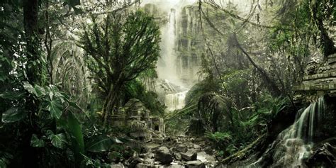 An Ancient City Emerges In A Remote Rain Forest Jungle Art Aztec