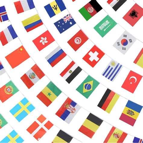 Yuchisx 100 Countries String Flag International Bunting Pennant Banner
