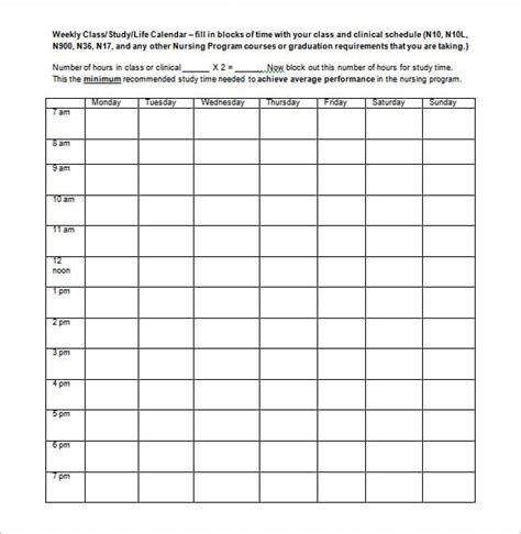 Weekly School Schedule Template 10 Free Word Excel Documents Download