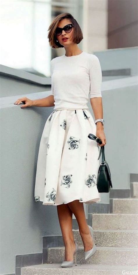 lovely summer business casual outfits ideas for women 03 elegant skirt fashion flare skirt