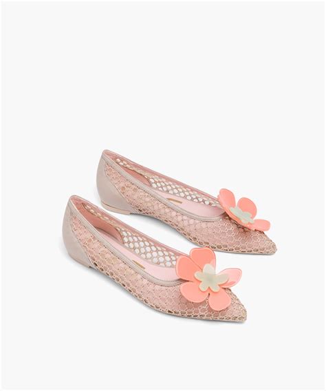 Nude Leather Trimmed Mesh Coral Bloom Flats