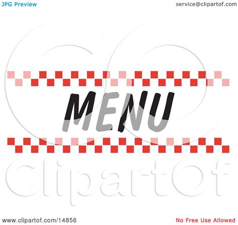 Menu Sign With Red Checker Borders Clipart Picture By Andy Nortnik 14856
