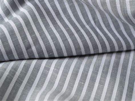 Extra Wide Pure Striped Linen Fabric By The Yard Gray Stripes Etsy