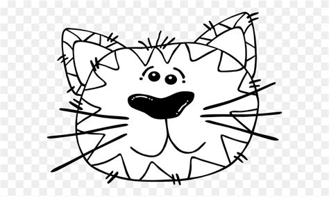 Black And White Cartoon Cat Face