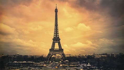 Fondos De Pantalla París Torre Eiffel Ciudad Nubes Anochecer