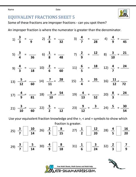 Equivalent Fractions Worksheets Free Printable