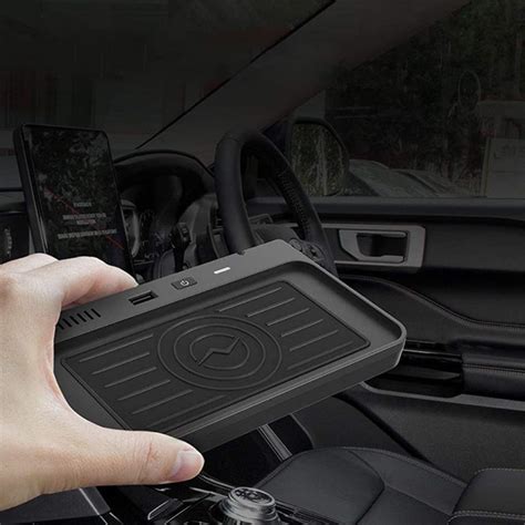 Amexmart 2021 F150 Wireless Charger Accessories Phone Charging Pad Mat For Ford Explorer Base