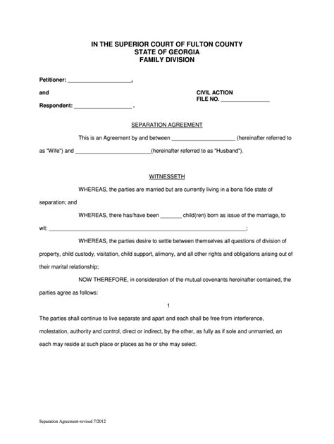 Printable Divorce Papers For Georgia Fill Online Printable Fillable