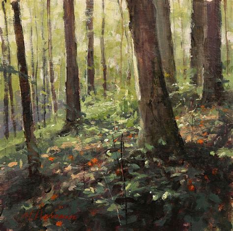Woodland Study By Marc Hanson Acrylic 8 X 8 Forest Painting Sky