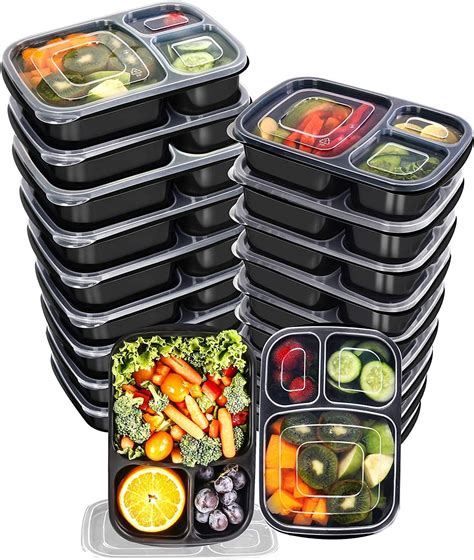 120 Piece Meal Prep Containers 3 Compartment With Lid Utopia Kitchen Ebay