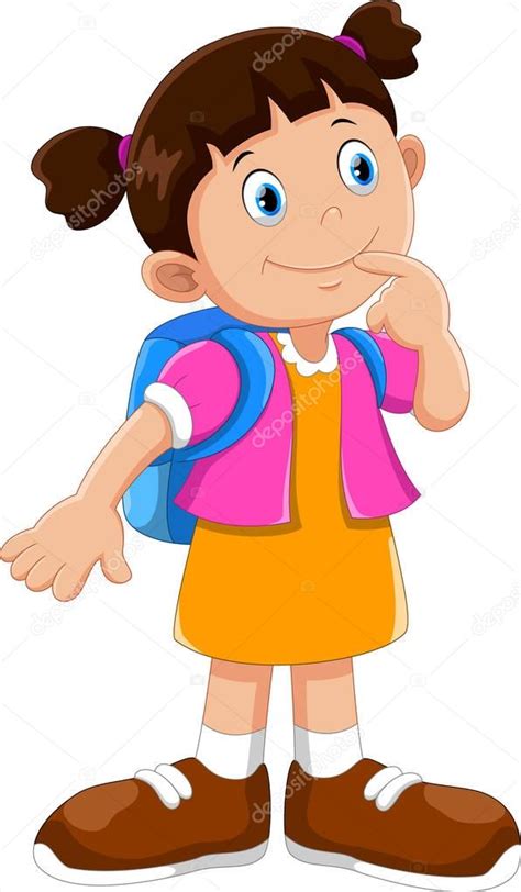 Cute School Girl Cartoon With Backpack — Stock Vector © Irwanjos2