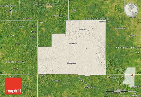 Shaded Relief Map Of Winston County Satellite Outside