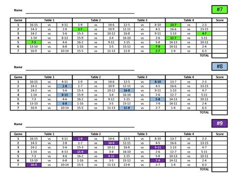 16 Player Euchre Tournament Score Sheet And Rotations Pdf Printable